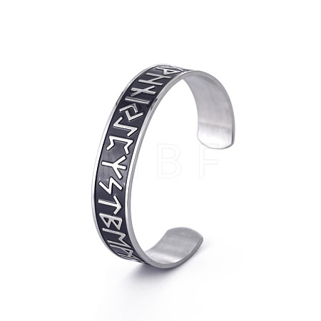 304 Stainless Steel Word Cuff Bangle FIND-PW0020-15A-AS-1