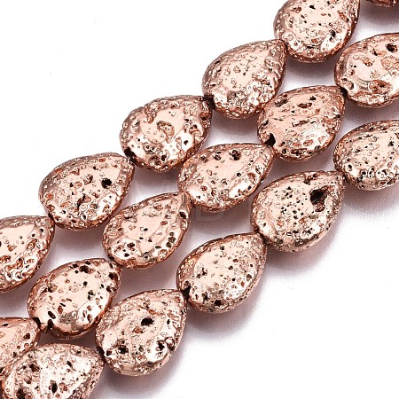 Electroplated Natural Lava Rock Bead Strands G-T131-87RG-1