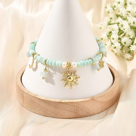 304 Stainless Steel Sun Moon Charm Bracelets BJEW-JB14311-1