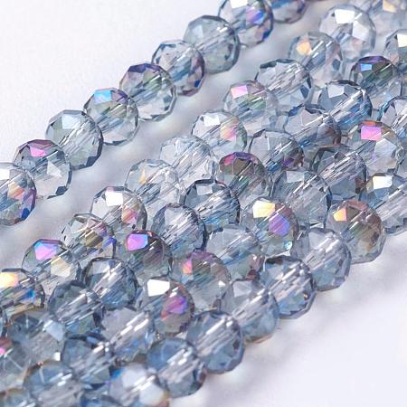 Electroplate Glass Faceted Rondelle Beads Strands EGLA-D020-3x2mm-18-1