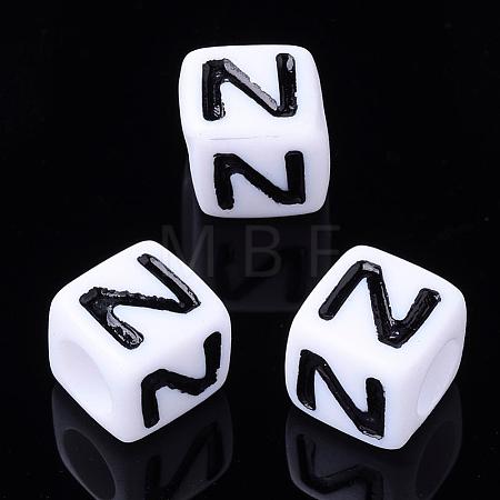 Acrylic Horizontal Hole Letter Beads PL37C9129-N-1