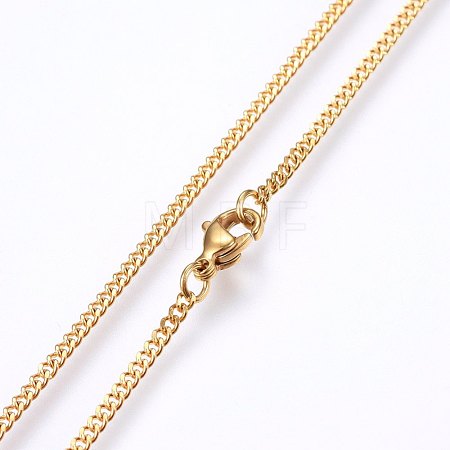 304 Stainless Steel Curb Chain Necklaces MAK-L015-32F-1