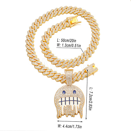 Alloy Full Crystal Rhinestone Pendant Necklaces for Men FS-WGC5342-06-1