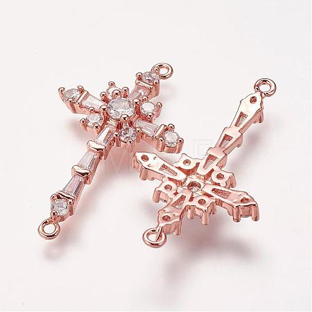 Brass Micro Pave Cubic Zirconia Links ZIRC-E113-06RG-1