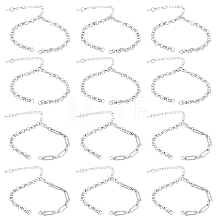 12Pcs 2 Styles 304 Stainless Steel Chain Bracelet Making AJEW-BM00003-1