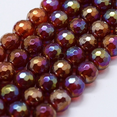 Electroplated Natural Agate Beads Strands G-G749-01A-8mm-1