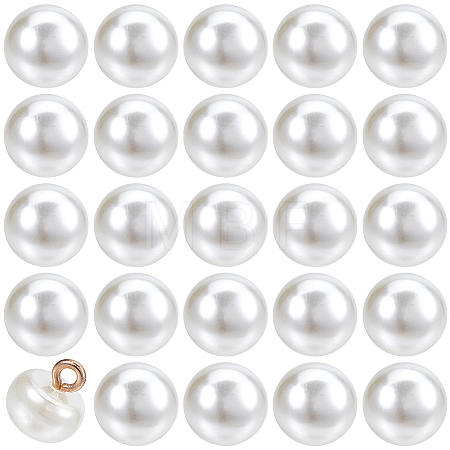 100Pcs Resin Imitation Pearl Buttons BUTT-CY0001-05-1