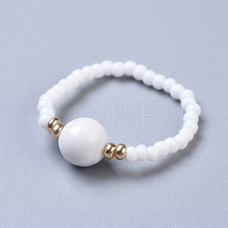 Natural Howlite Stretch Rings RJEW-JR00255-10-1