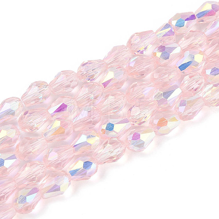 Transparent Electroplate Glass Beads Strands EGLA-N023-6x8mm-A03-1