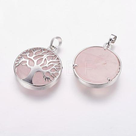 Natural Rose Quartz Pendants G-E388-02P-1