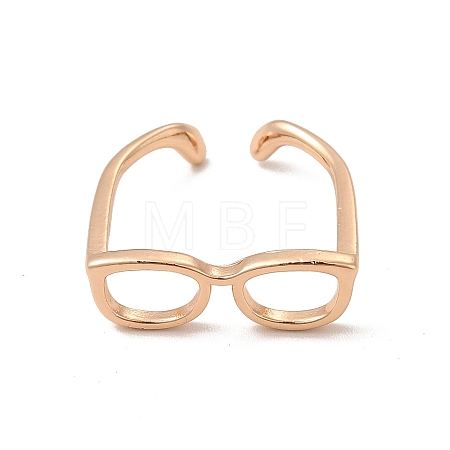 Brass Glasses Frame Open Cuff Ring for Women RJEW-F140-140KCG-1