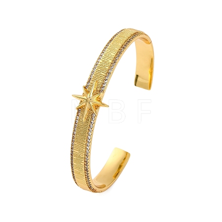 Star Rack Plating Brass Micro Pave Cubic Zirconia Cuff Bracelets for Women BJEW-M040-11G-1