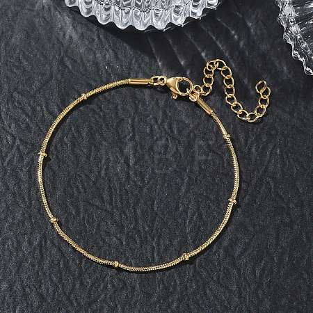 304 Stainless Steel Rondelle Round Snake Chain Bracelets SA-CBA2696-18G-1