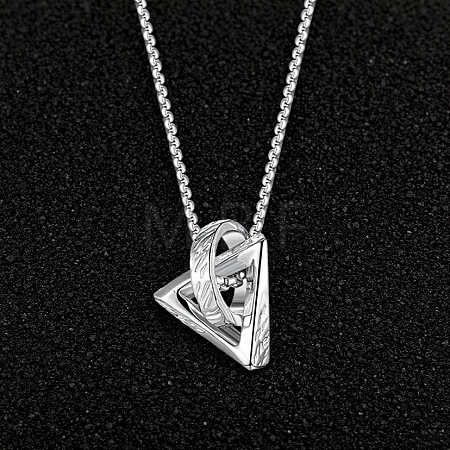 Alloy Ring with Triangle Pendant Necklaces for Men WG487F5-01-1