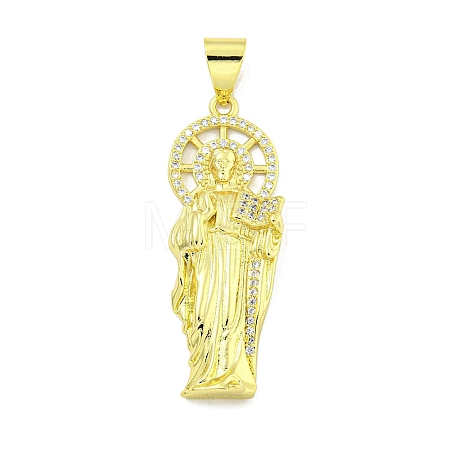Rack Plating Brass Micro Pave Clear Cubic Zirconia Pendants KK-B091-21G-03-1