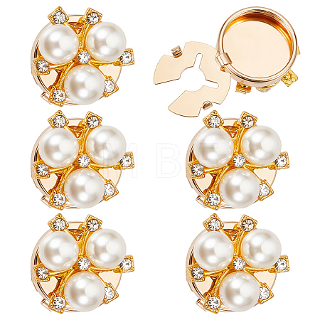 6Pcs Round Alloy Rhinestone Cufflinks BUTT-ME0001-55-1