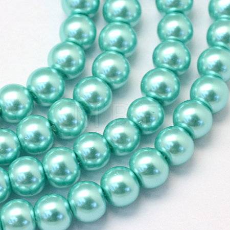 Baking Paint Pearlized Glass Pearl Round Bead Strands X-HY-Q003-6mm-65-1