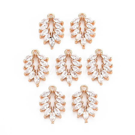 Rack Plating Brass Micro Pave Clear Cubic Zirconia Pendants X-KK-T060-33-RS-1