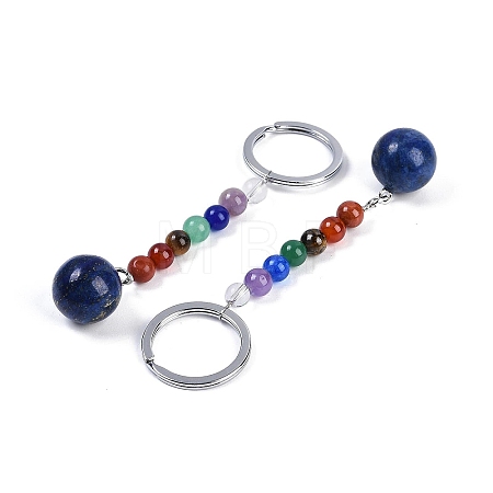 Natural Lapis Lazuli Round Beaded Keychain G-H076-01P-01-1