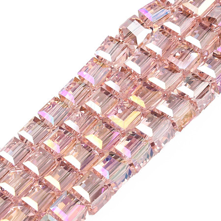 Electroplate Transparent Glass Beads Strands EGLA-N002-28-H02-1