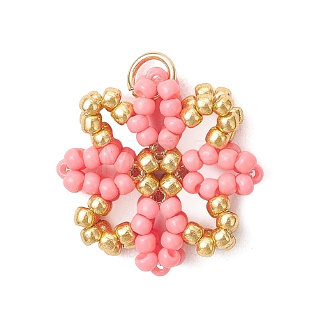 Glass Seed Beaded Pendants PALLOY-MZ01267-03-1