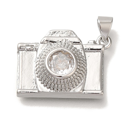 Rack Plating Brass Micro Pave Cubic Zirconia Pendants KK-I720-21P-1