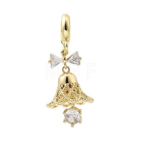Brass Micro Pave Cubic Zirconia European Dangle Charms KK-L258-07G-01-1