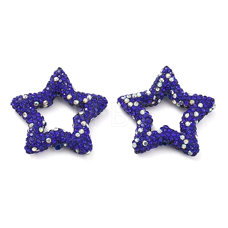 Star Shape Polymer Clay Rhinestone Beads CLAY-NH0001-06D-1