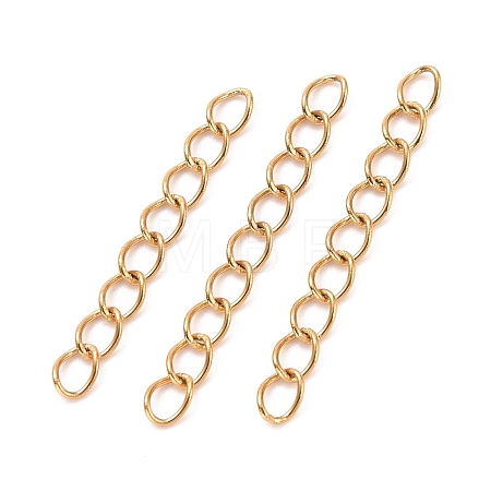Ion Plating(IP) 304 Stainless Steel Curb Chains Extender LS-STAS-WH0032-02B-G-1