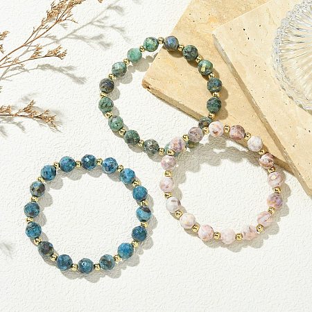 Round Electroplated Natural Druzy Geode Crystal Beaded Bracelets BJEW-JB13924-1