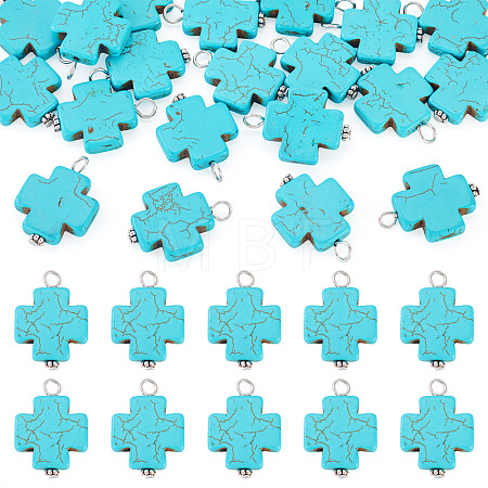 20Pcs Dyed Synthetic Turquoise Pendants PALLOY-TADJ00005-1