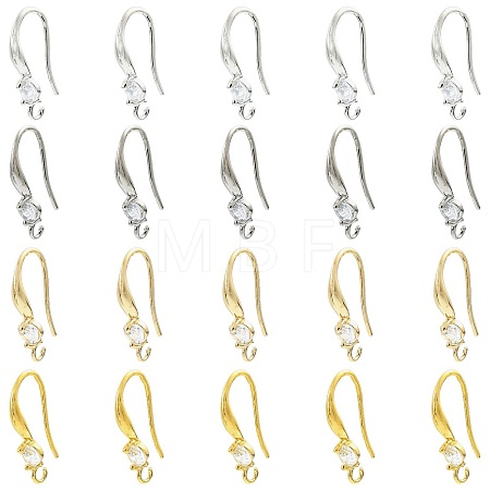 40Pcs 4 Colors Brass Micro Pave Clear Cubic Zirconia Hoop Earring Findings KK-CJ0003-97-1