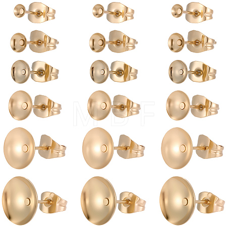 48Pcs 6 Styles Brass Stud Earring Findings STAS-BBC0011-01-1