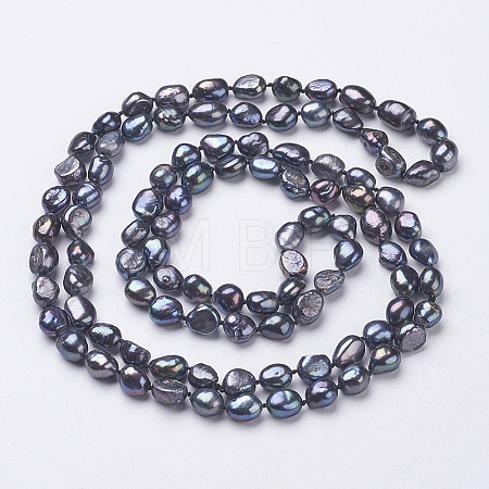 Natural Pearl Beaded Necklaces NJEW-P149-01B-01-1