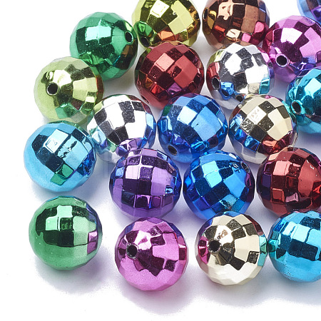 Color Plated Acrylic Beads PACR-R241-02E-1