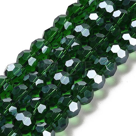 Faceted(32 Facets) Electroplate Glass Bead Strands X-EGLA-R015-8mm-17-1