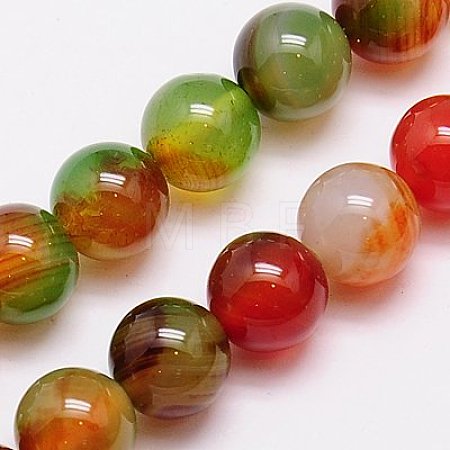 Natural Peacock Agate Beads Strands G-G444-10mm-02-1