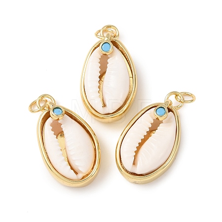 Natural Cowrie Shell Pendants KK-C143-40B-G-1