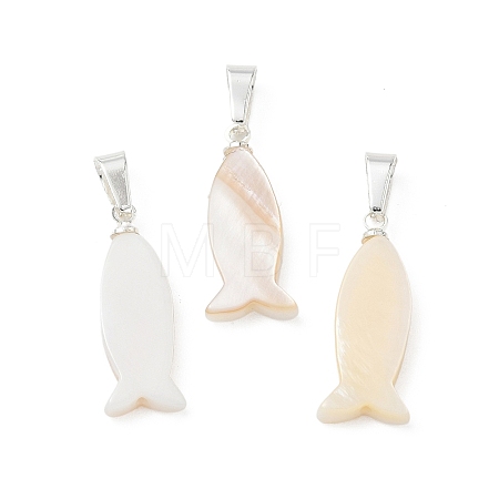 Natural Sea Shell Pendants PALLOY-JF05677-1