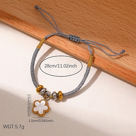 304 Stainless Steel & Shell Flower Charm Bracelets WG3A2A4-03-1