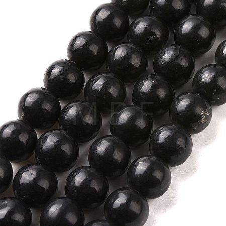 Natural Shungite Beads Strands G-D481-15B-1