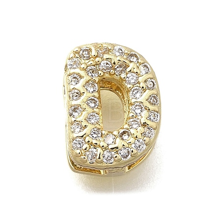 Brass Micro Pave Cubic Zirconia Letter Multi-Strand Links KK-D295-32G-04-1