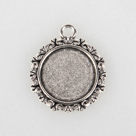 Tibetan Style Alloy Pendant Cabochon Settings X-TIBEP-N003-49AS-1