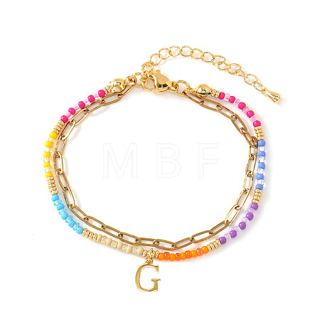 304 Stainless Steel Letter Charm Double-layered Bracelets VG5038-7-1