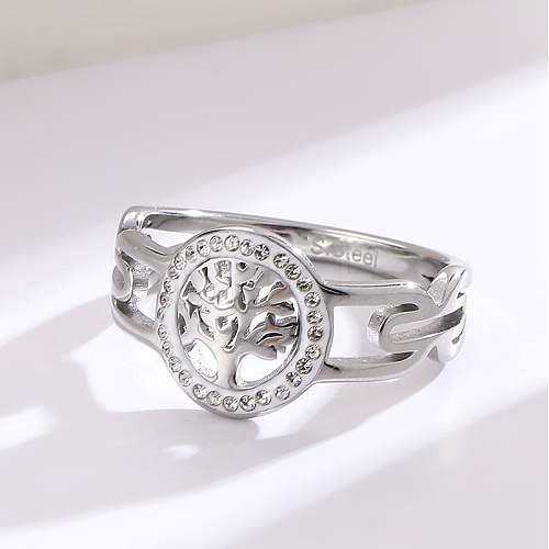 Stainless steel Rhinestone Hollow Ring PW-WG52D5D-02-1