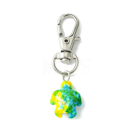 Sea Turtle Synthetic Turquoise Pendant Decorations HJEW-JM02143-02-1