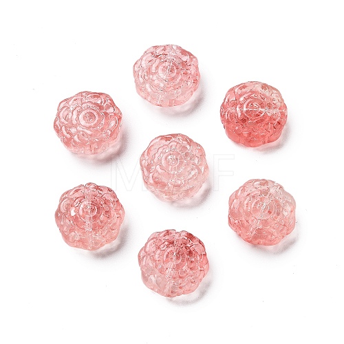 Spray Painted Transparent Glass Beads GLAA-D038-01L-1