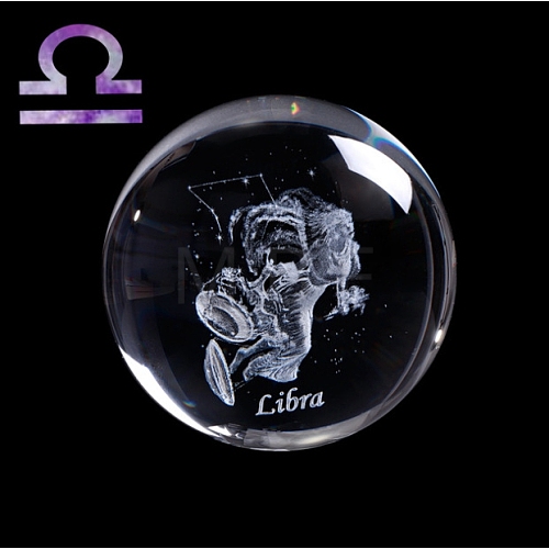 Inner Carving Constellation Glass Crystal Ball Diaplay Decoration PW-WG22452-08-1