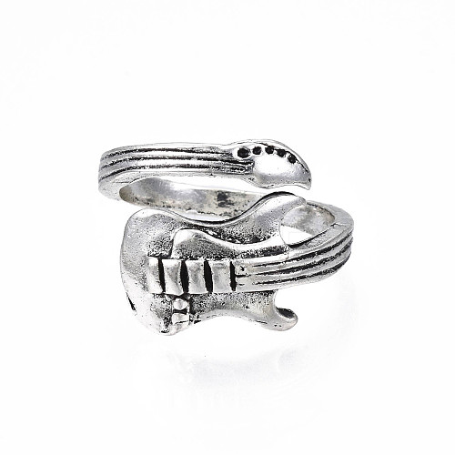 Guitar Alloy Open Cuff Ring for Men Women RJEW-T009-41AS-1