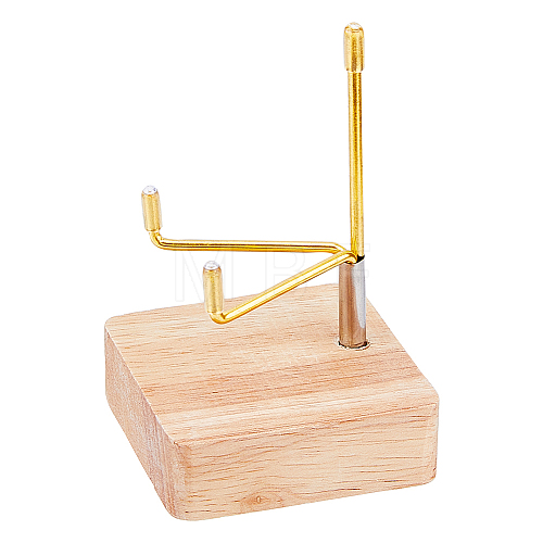 Square Wooden Crystal Rock Display Easels with Iron Holder ODIS-WH0038-28B-G-1